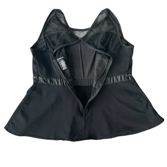 Torrid Peplum Top Womens 1X Black Mesh Polka Dot Sweetheart Gothic Retro Plus - Picture 4 of 10